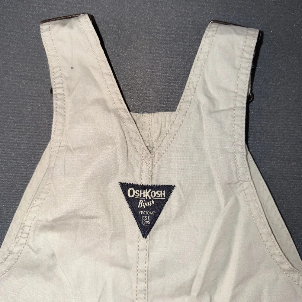 OshKosh Bgosh Kids Cream Canvas Anchor Print Roll Cuff Overalls 3T OSH89379-SSI